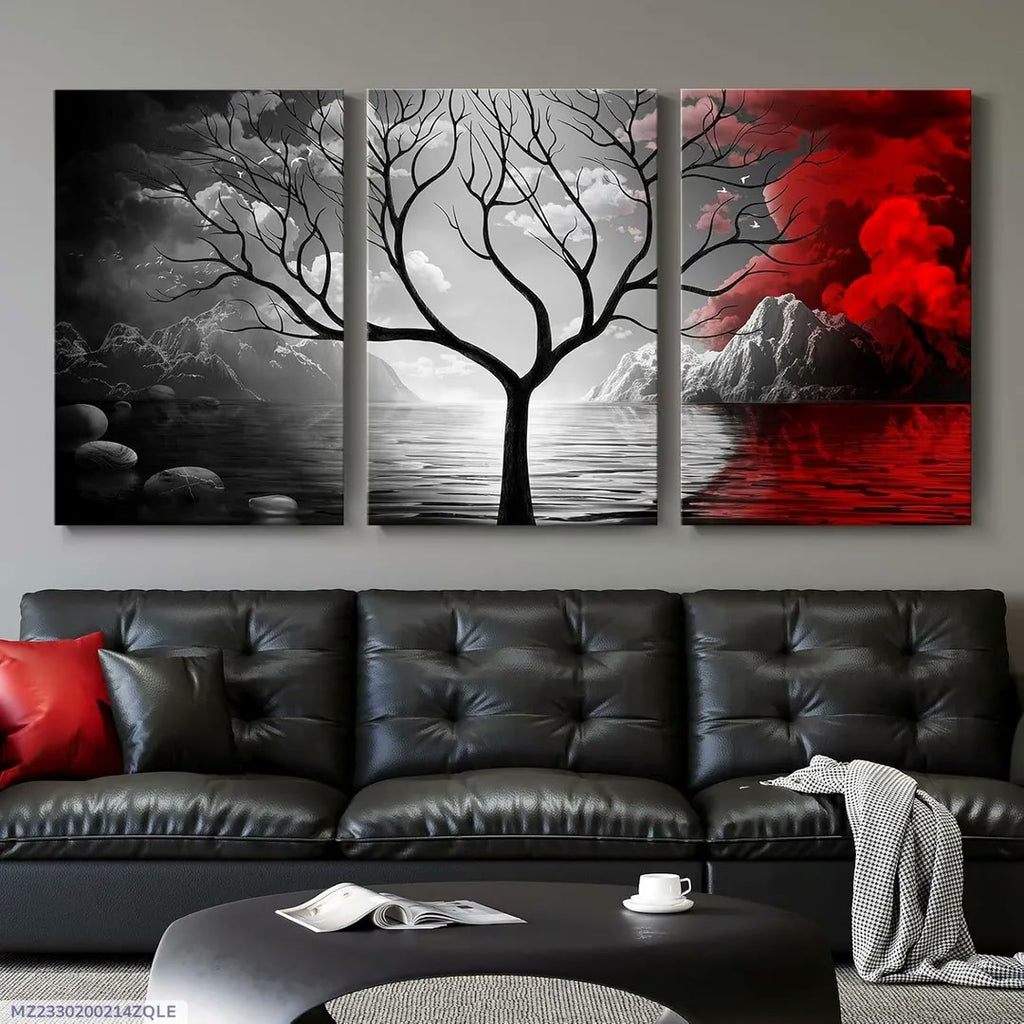 3Pcs Tree Design Wall Art 8x11 MDF Multicolor