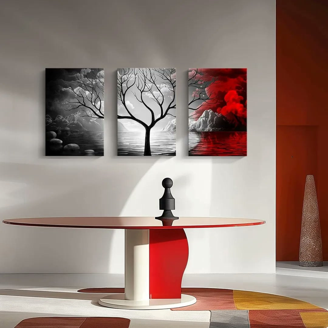 3Pcs Tree Design Wall Art 8x11 MDF Multicolor