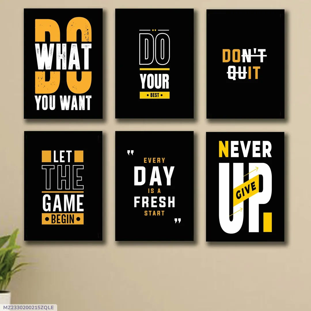 Motivational Wall Art Set 6Pcs 8x11 MDF Multicolor