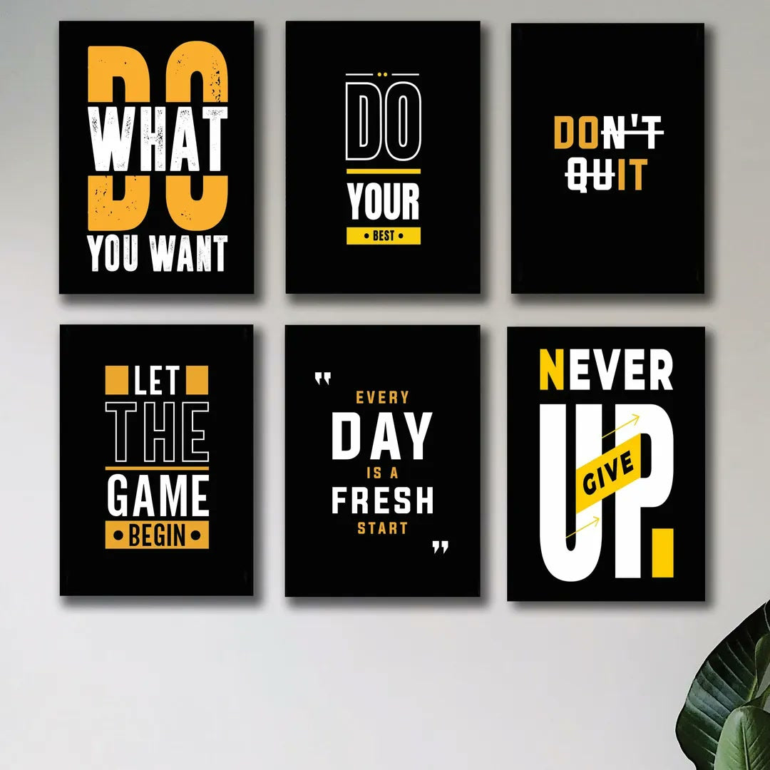 Motivational Wall Art Set 6Pcs 8x11 MDF Multicolor