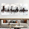 Abstract Cityscape Wall Art 3Pcs 8x11 MDF Multicolor