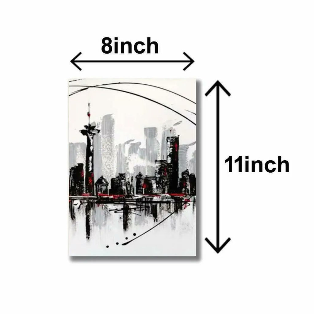 Abstract Cityscape Wall Art 3Pcs 8x11 MDF Multicolor