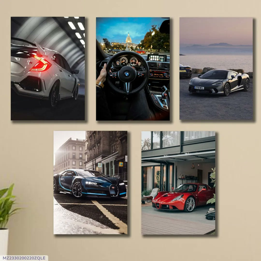 5Pcs 8x11 Car Wall Art Paintings Multicolor MDF