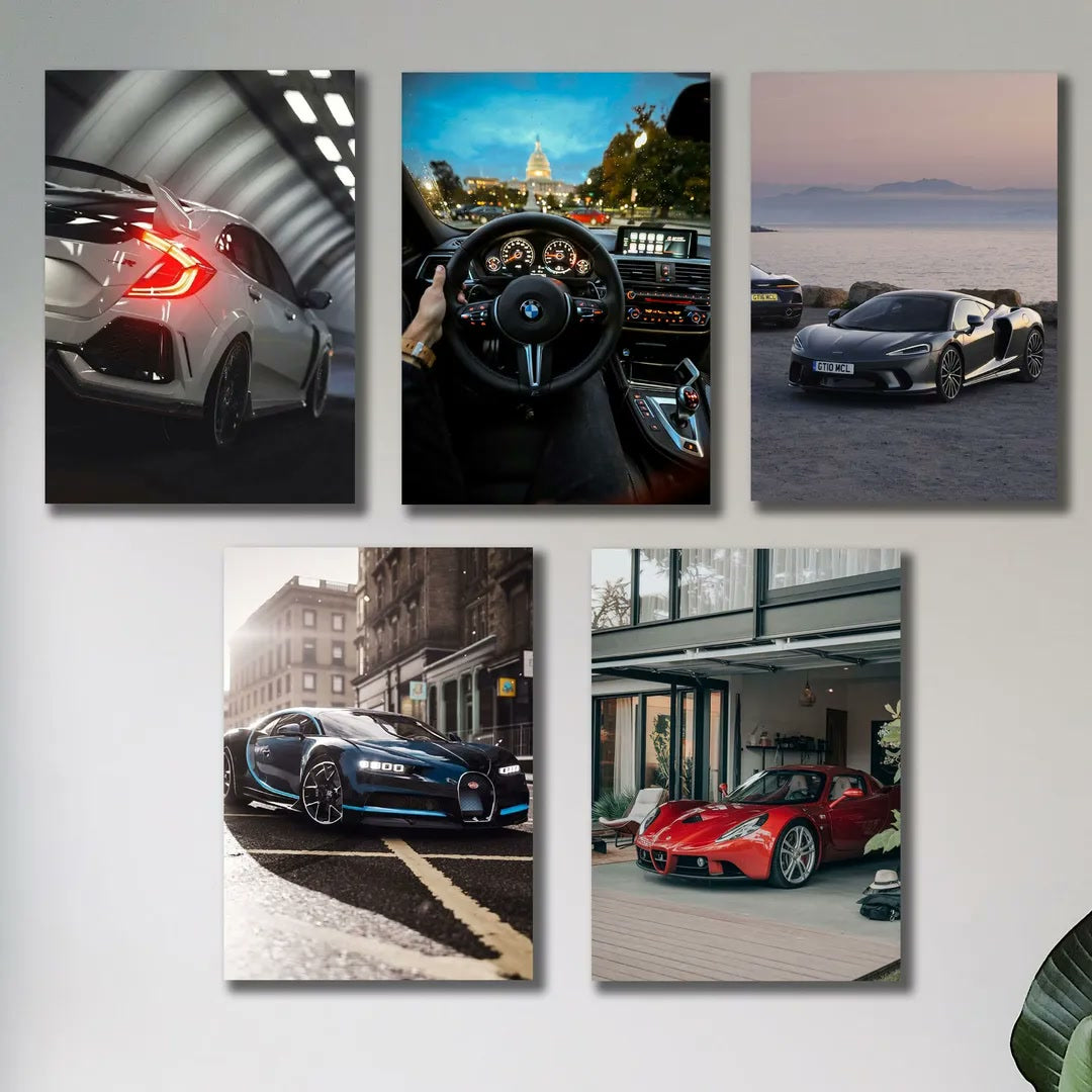 5Pcs 8x11 Car Wall Art Paintings Multicolor MDF