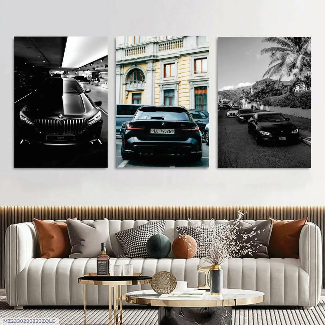 3 Pcs Cars Wall Art Set 8x11 MDF Multicolor