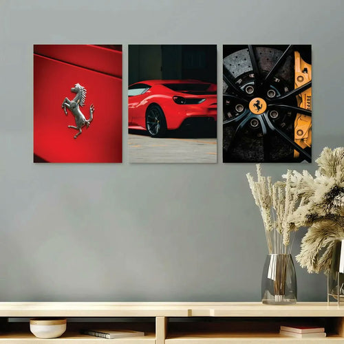 3 Pcs Ferrari & McLaren Wall Art Set 8x11 Inch