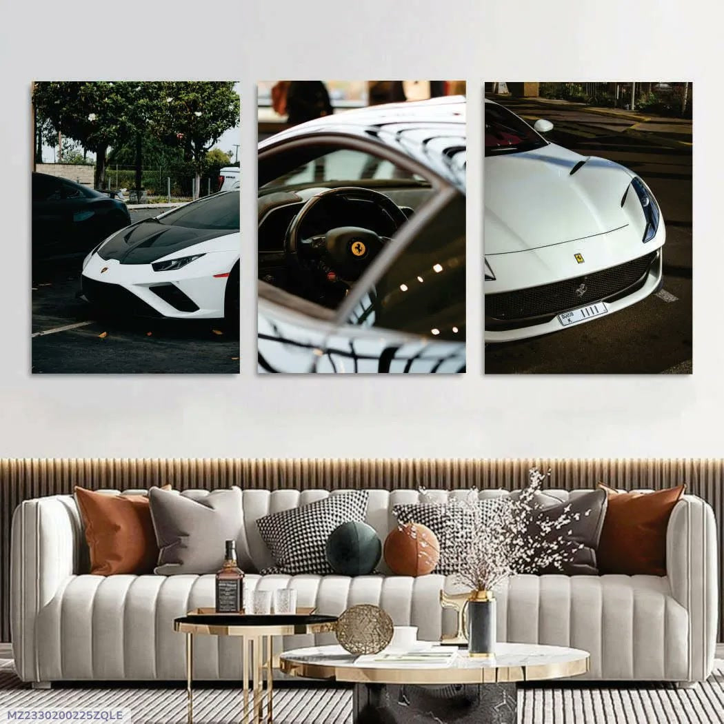 3 Pcs Cars Wall Art Set 8x11 MDF Multicolor