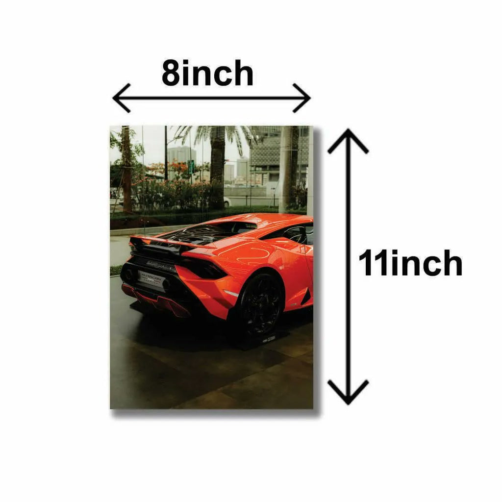 3 Pcs Orange Car Wall Art Set 8x11 MDF