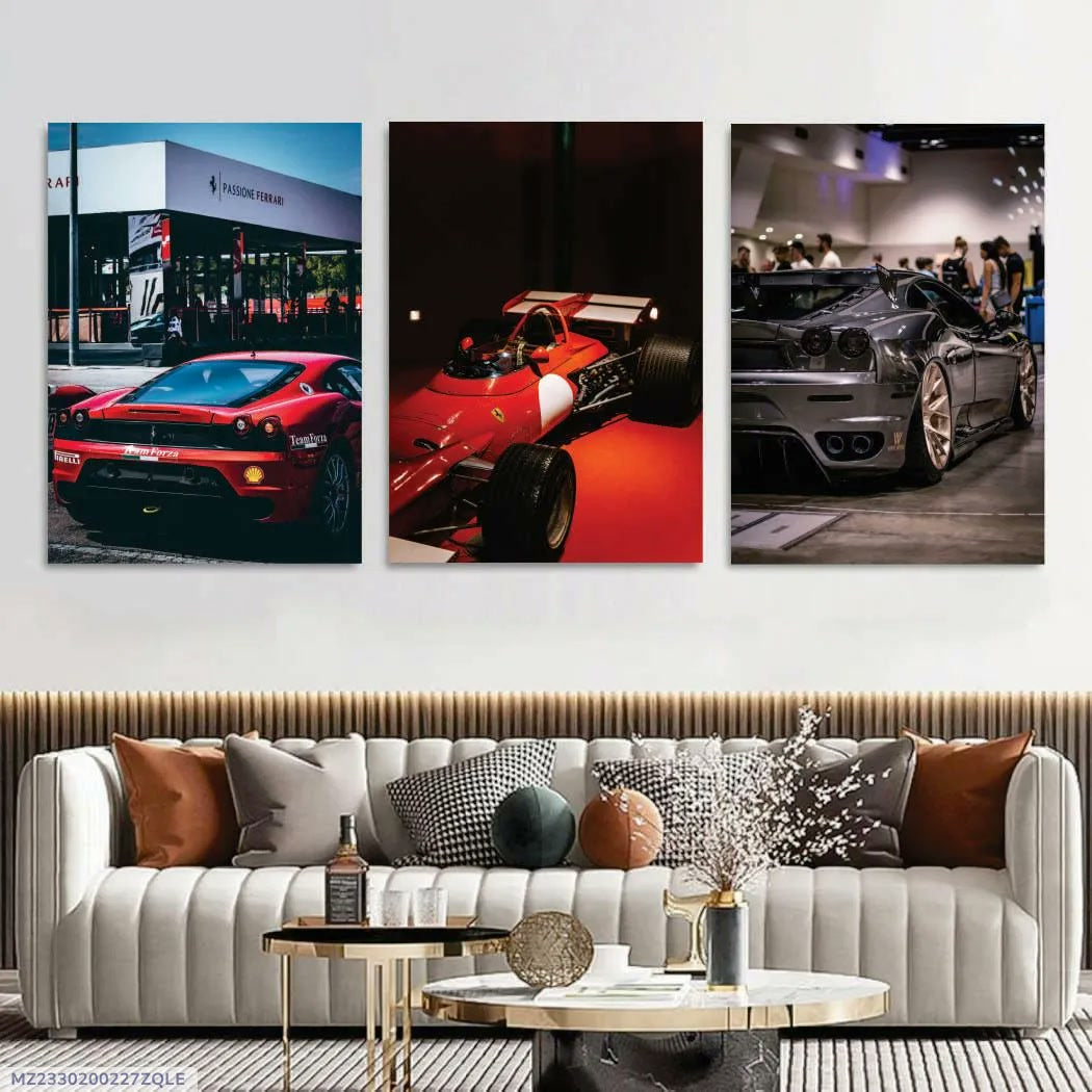 3 Pcs Cars Wall Art Set 8x11 MDF Multicolor