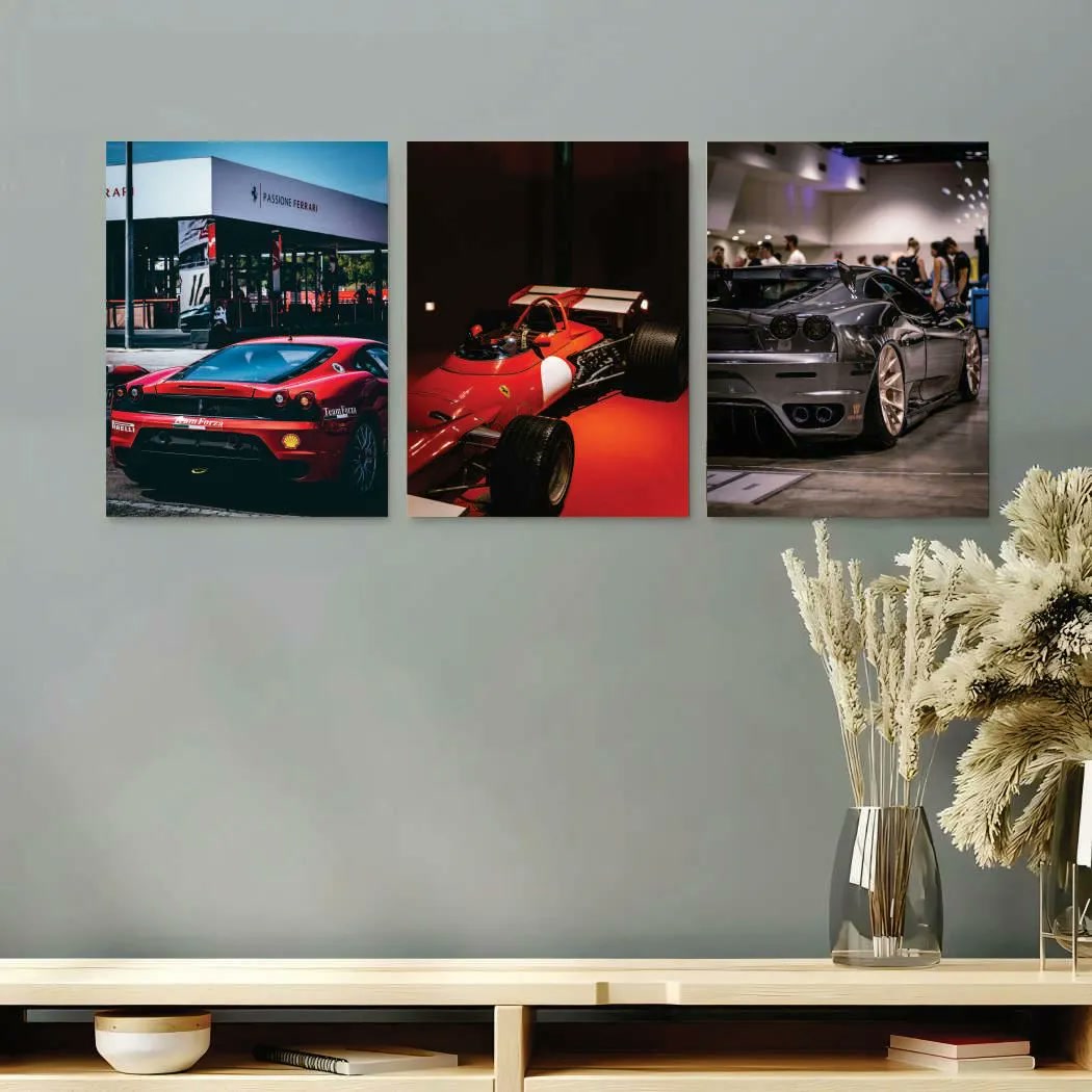 3 Pcs Cars Wall Art Set 8x11 MDF Multicolor