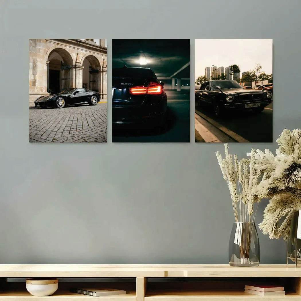 3 Pcs Cars Wall Art Set 8x11 MDF Multicolor