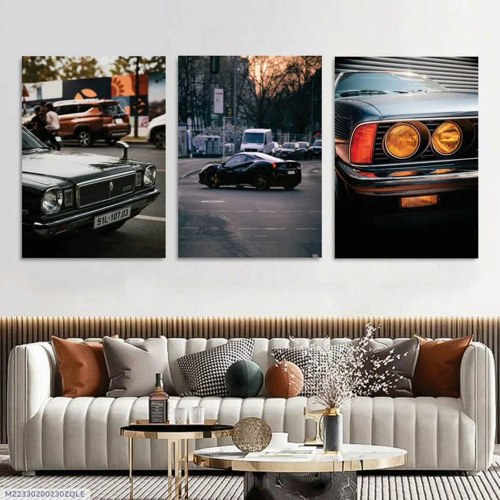 3 Pcs Cars Wall Art Set 8x11 MDF Multicolor