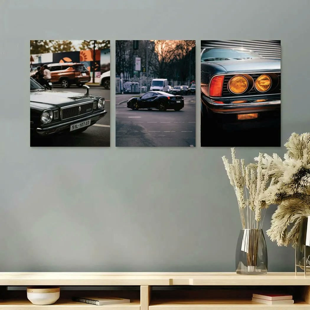 3 Pcs Cars Wall Art Set 8x11 MDF Multicolor