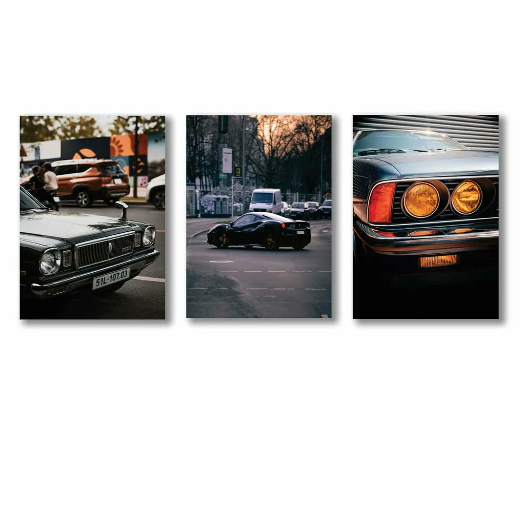3 Pcs Cars Wall Art Set 8x11 MDF Multicolor