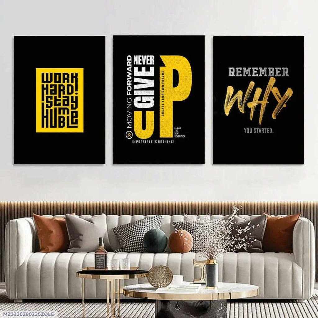 3 Pcs Alphabets Wall Art Set 8x11 Inch Multicolor