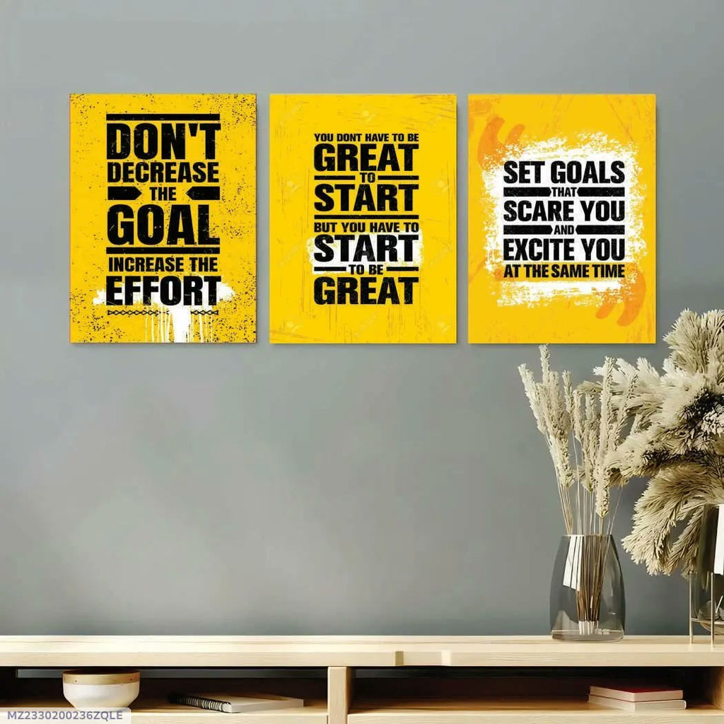 3 Pcs Motivational Wall Art Set 8x11 Multicolor