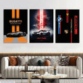 3 Pcs Car Design Wall Art Paintings 8x11 MDF Multicolor