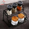 Two Tier Spice Rack Black Iron Kitchen Storage