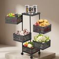 Multi-Level Fruit Basket Black Iron Kitchen Organizer
