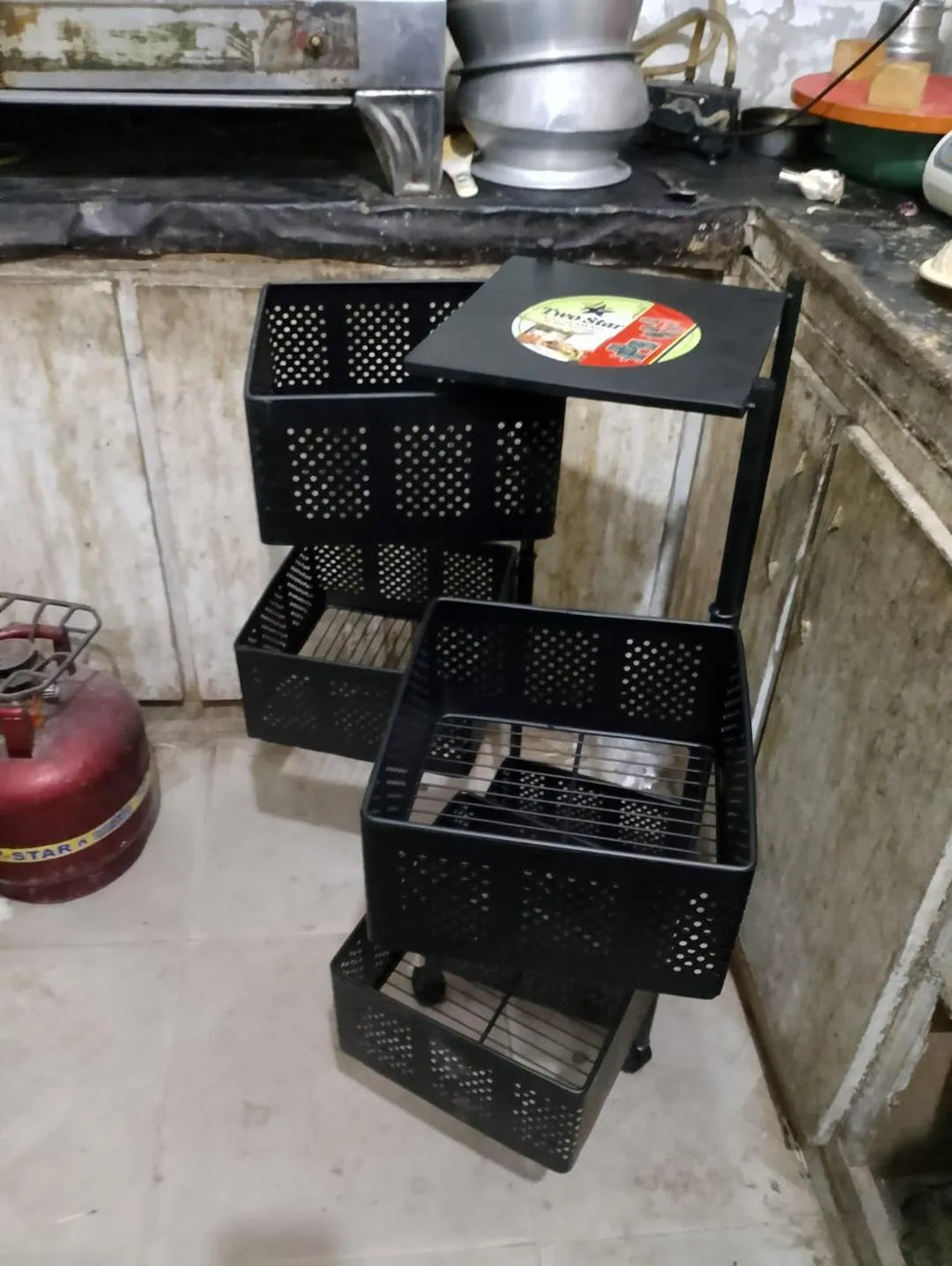 Multi-Level Fruit Basket Black Iron Kitchen Organizer