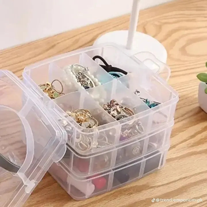 3-Layer Transparent Jewelry and Toy Storage Organizer Box