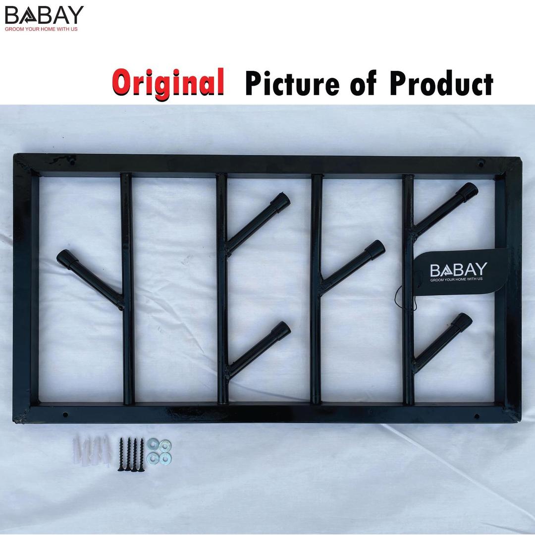 Black Wall-Mounted Iron Clothes Hanger for Small Rooms
