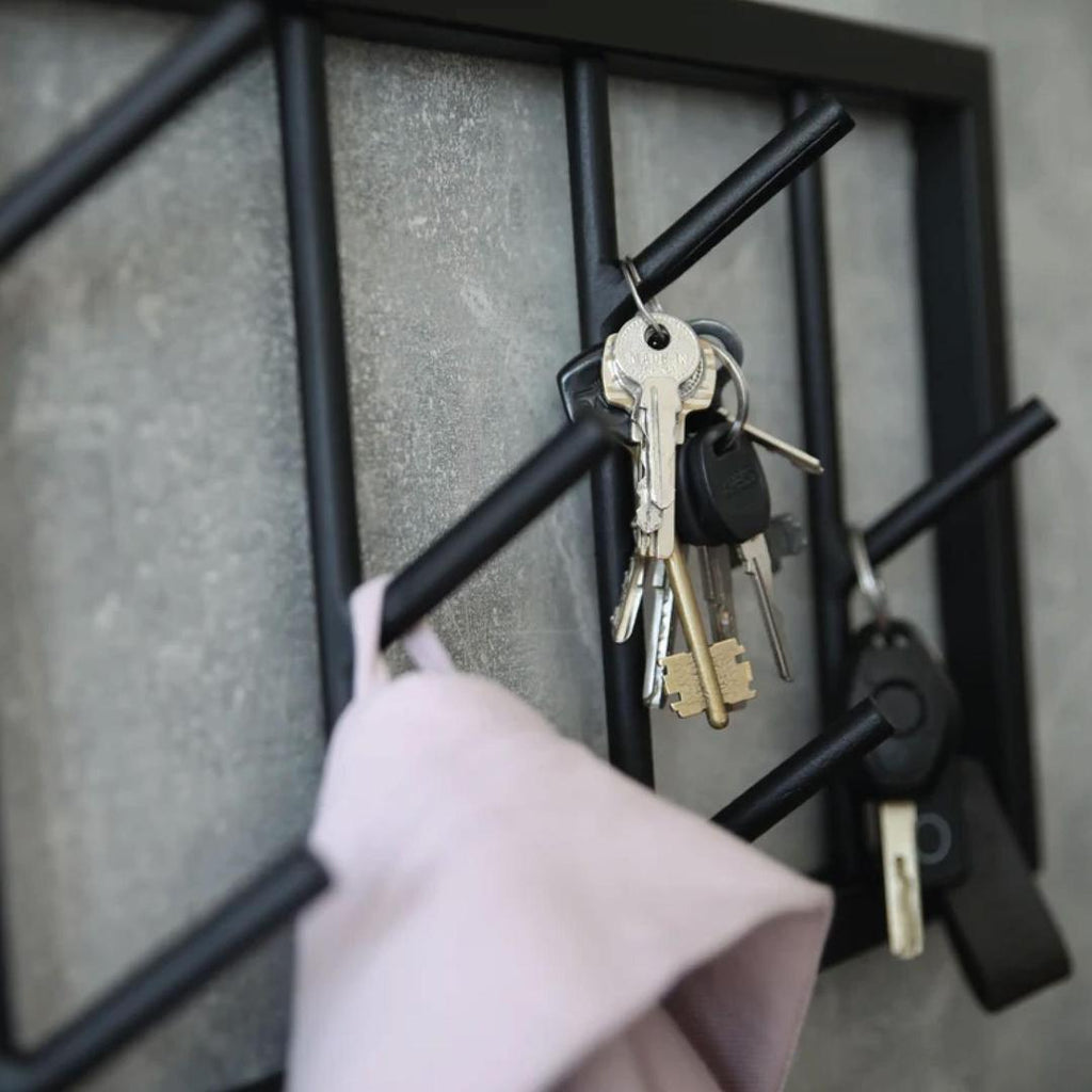 Black Wall-Mounted Iron Clothes Hanger for Small Rooms
