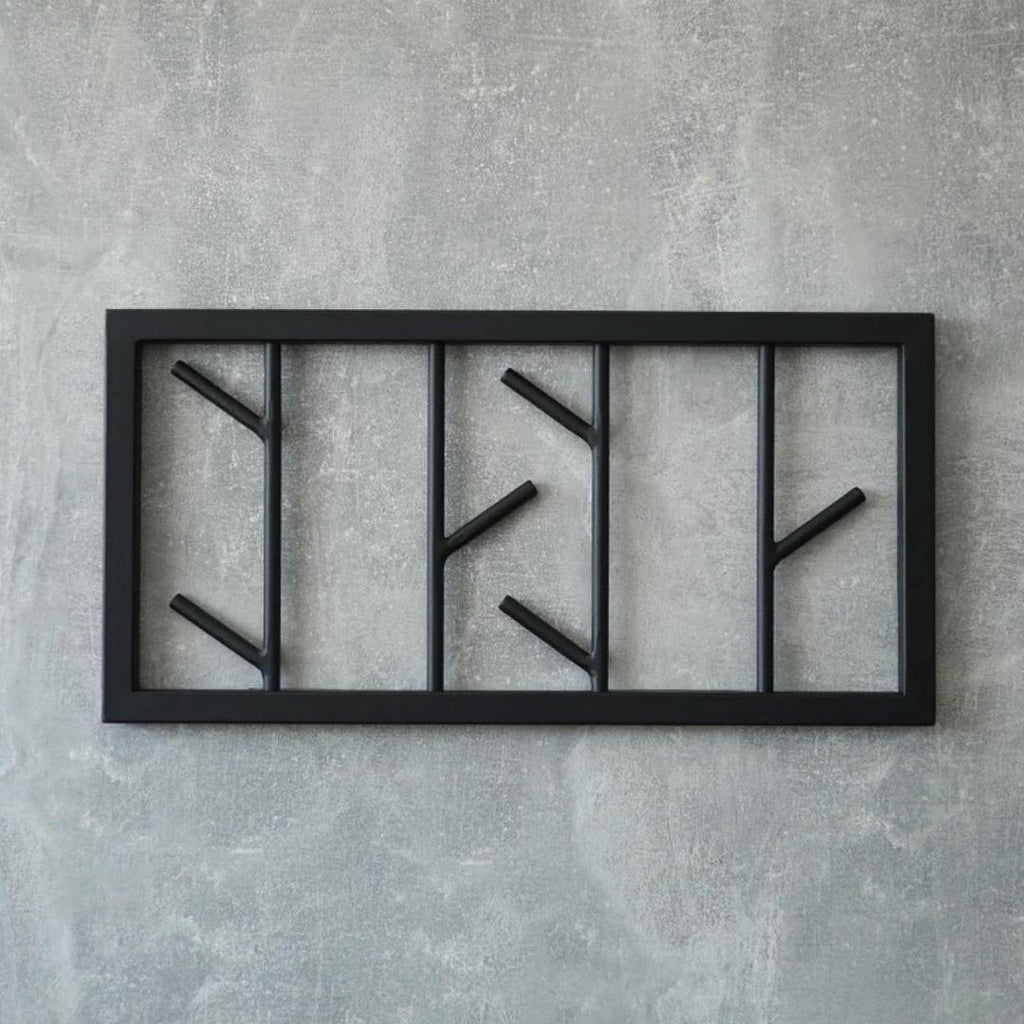 Black Wall-Mounted Iron Clothes Hanger for Small Rooms